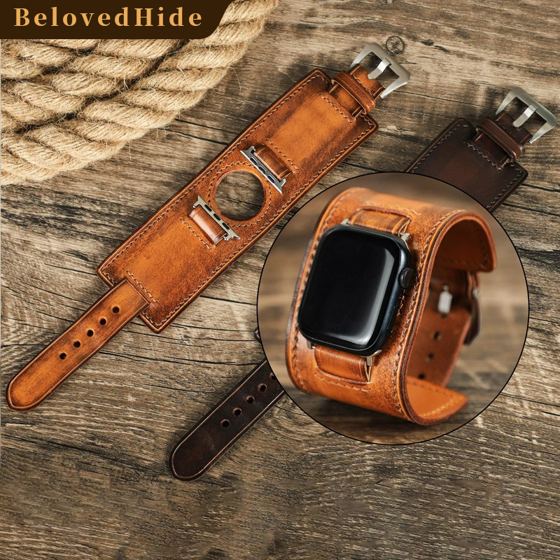 Leather Apple Watch Bands for Women and Men, Apple Watch Ultra Leather Band