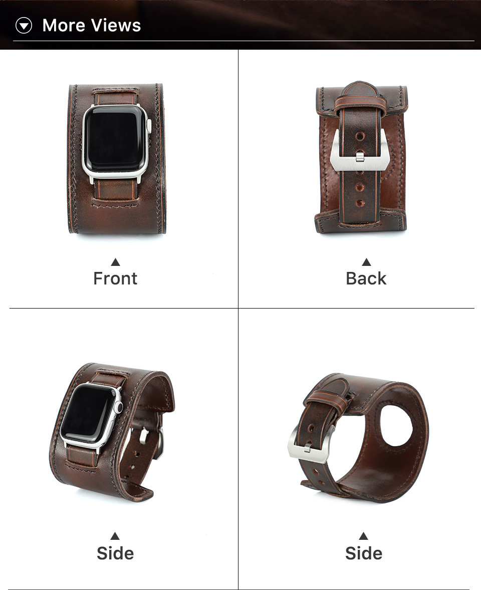 Leather Bands for Apple Watch, Wide Leather Watch Bands