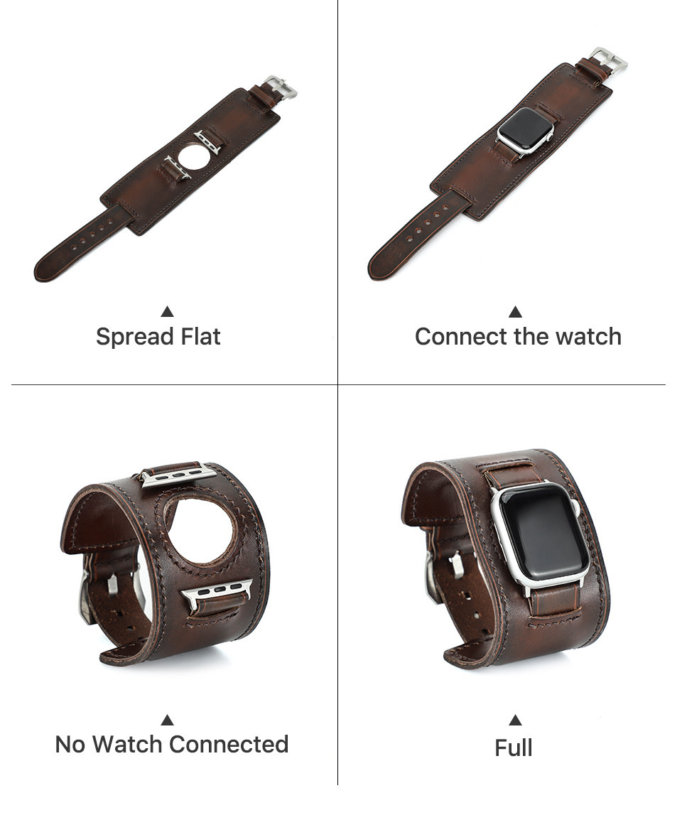 Leather Bands for Apple Watch, Wide Leather Watch Bands