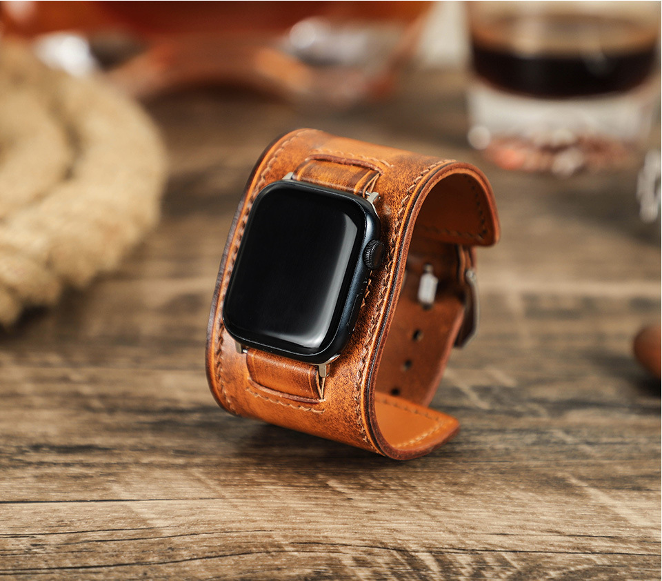 Leather Apple Watch Bands for Women and Men, Apple Watch Ultra Leather Band
