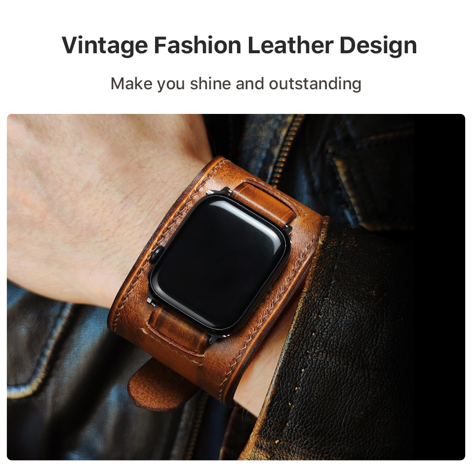 Leather Apple Watch Bands for Women and Men, Apple Watch Ultra Leather Band