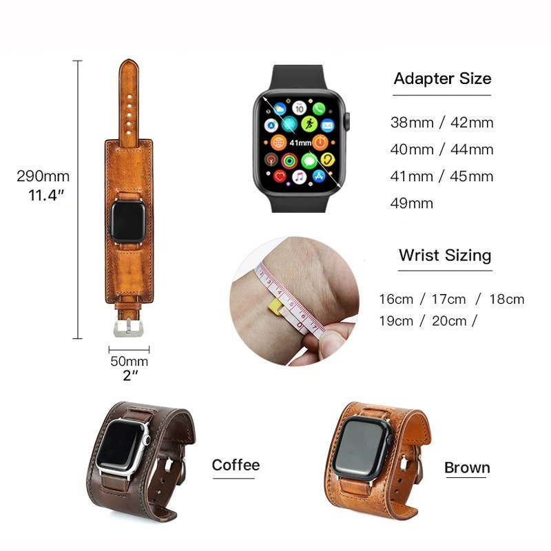 Leather Apple Watch Bands for Women and Men, Apple Watch Ultra Leather Band