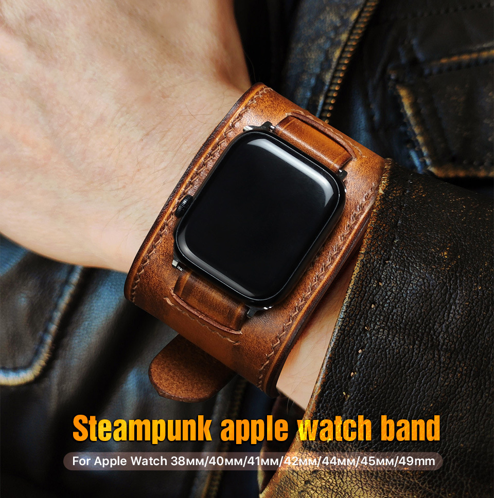 Leather Apple Watch Bands for Women and Men, Apple Watch Ultra Leather Band