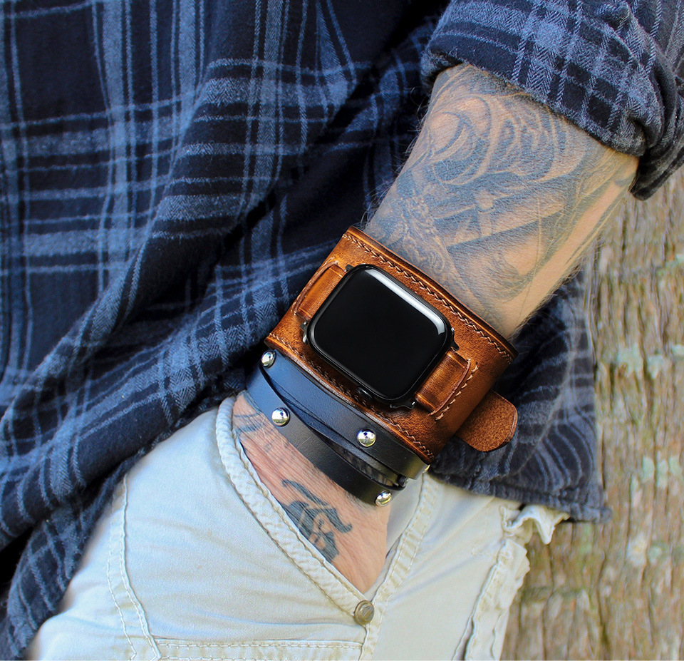 Leather Apple Watch Bands for Women and Men, Apple Watch Ultra Leather Band