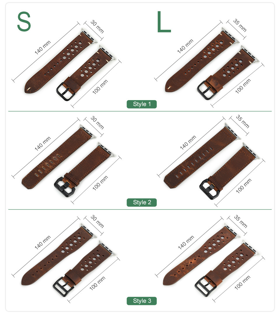 Crazy Horse Leather Apple Watch Bands, Leather Apple Watch Bands for Women