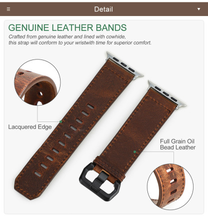 Crazy Horse Leather Apple Watch Bands, Leather Apple Watch Bands for Women