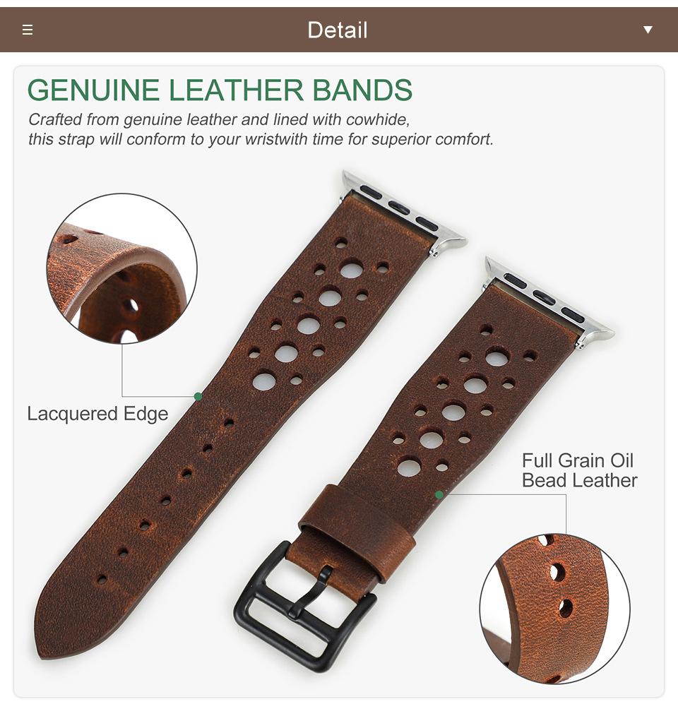 Leather Wrist Watch Bands, Mens Leather Apple Watch Band, Apple Watch Brown Leather Band