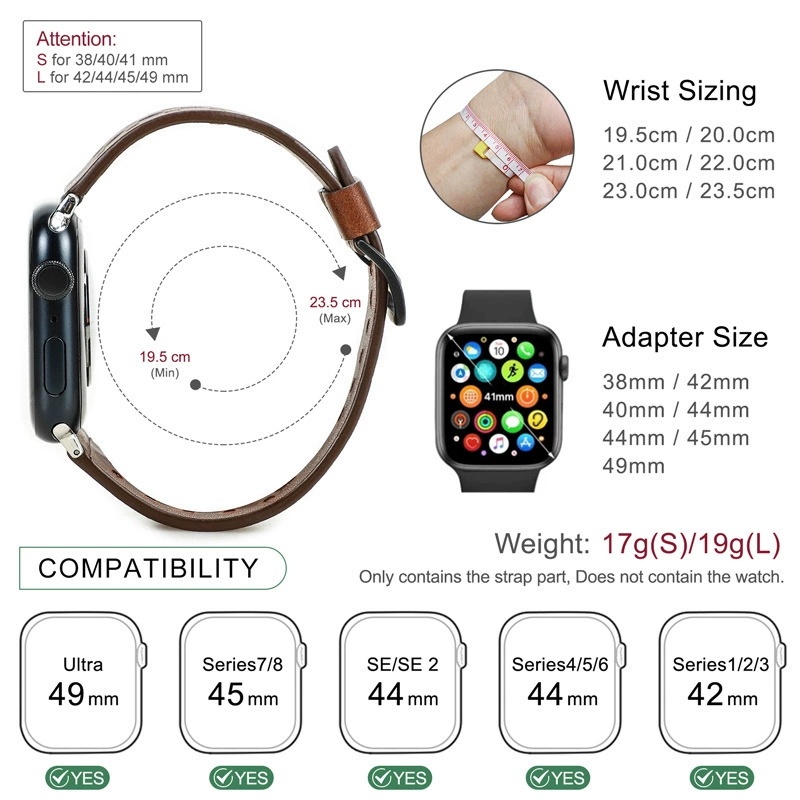 Leather Wrist Watch Bands, Mens Leather Apple Watch Band, Apple Watch Brown Leather Band