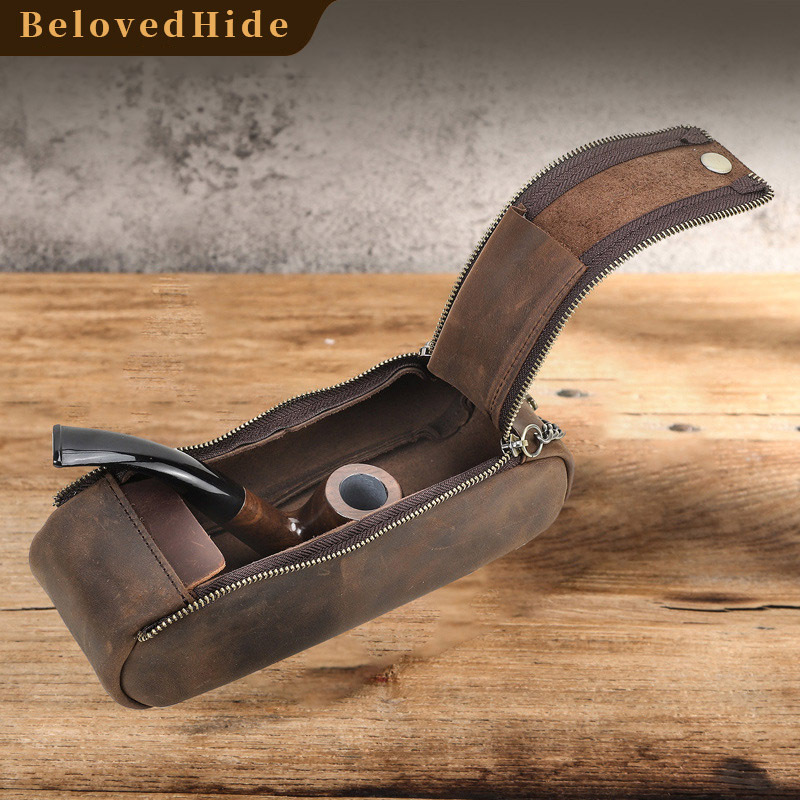 Multi-Use Leather Pipe & Pen Case – Vintage Desk Organizer