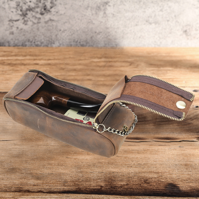 Multi-Use Leather Pipe & Pen Case – Vintage Desk Organizer