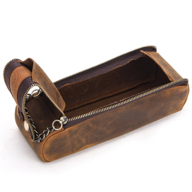 Multi-Use Leather Pipe & Pen Case – Vintage Desk Organizer
