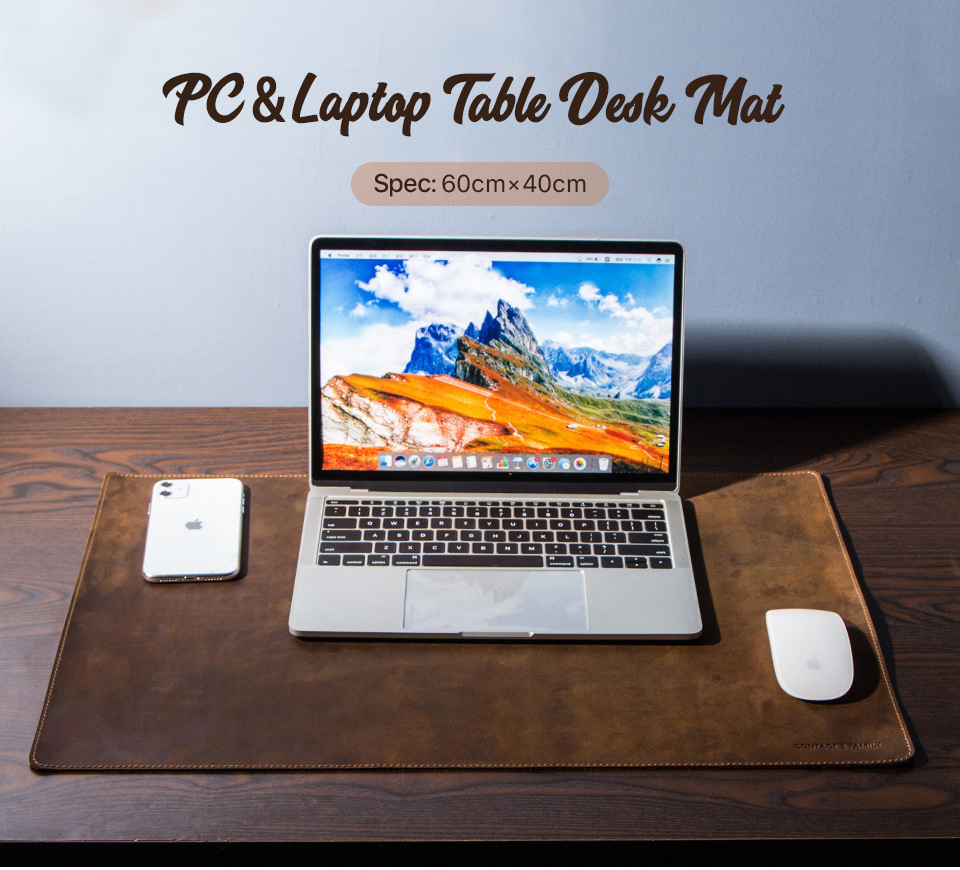 Leather Mouse Pad & Keyboard Mat – 60x40cm (23.6"x15.7") Oil-Nubuck