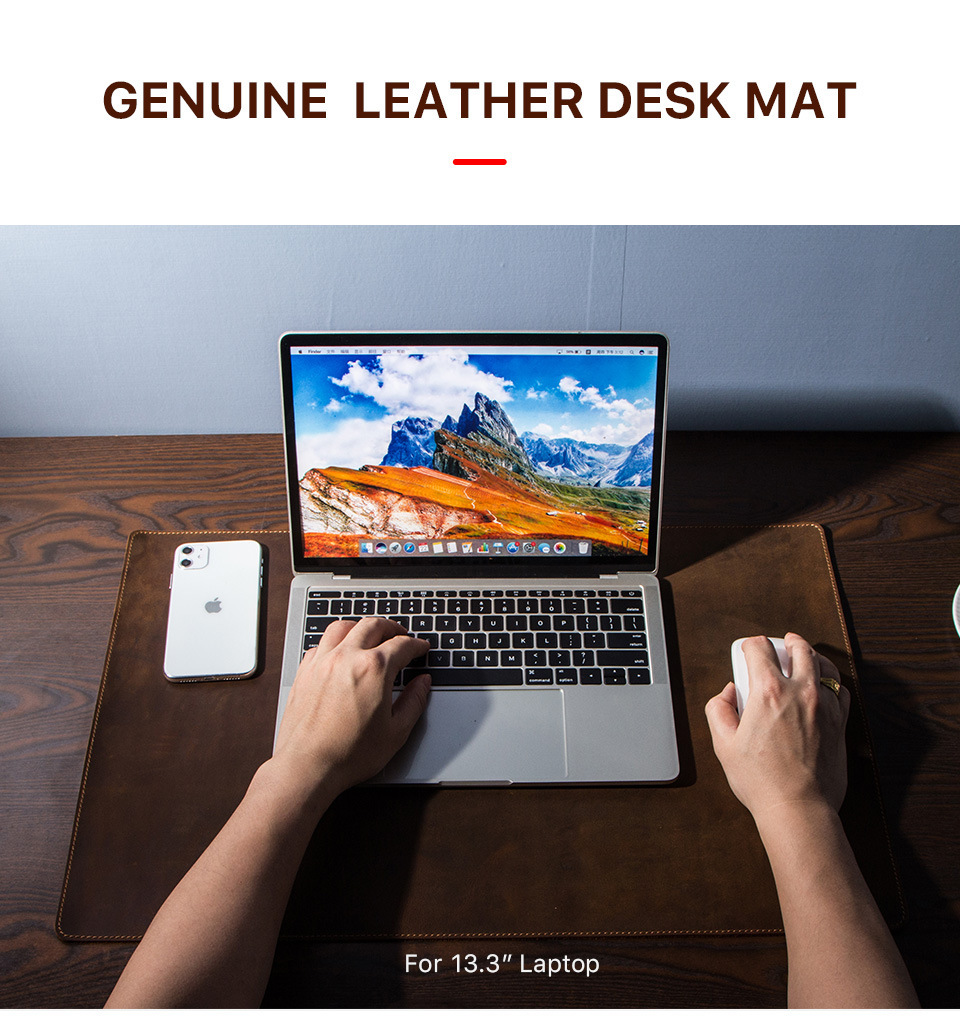 Leather Mouse Pad & Keyboard Mat – 60x40cm (23.6"x15.7") Oil-Nubuck