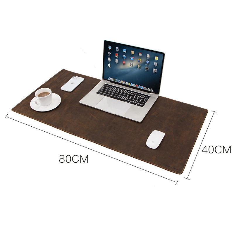 Rustic Brown Leather Desk Mat – 80x40cm (31.5"x15.7") Vintage Workstation