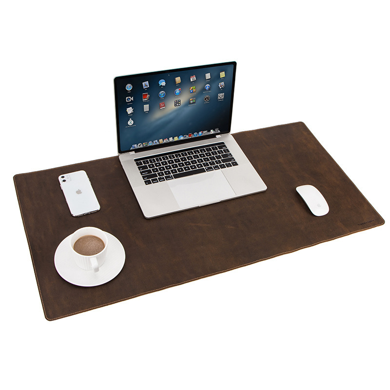 Rustic Brown Leather Desk Mat – 80x40cm (31.5"x15.7") Vintage Workstation