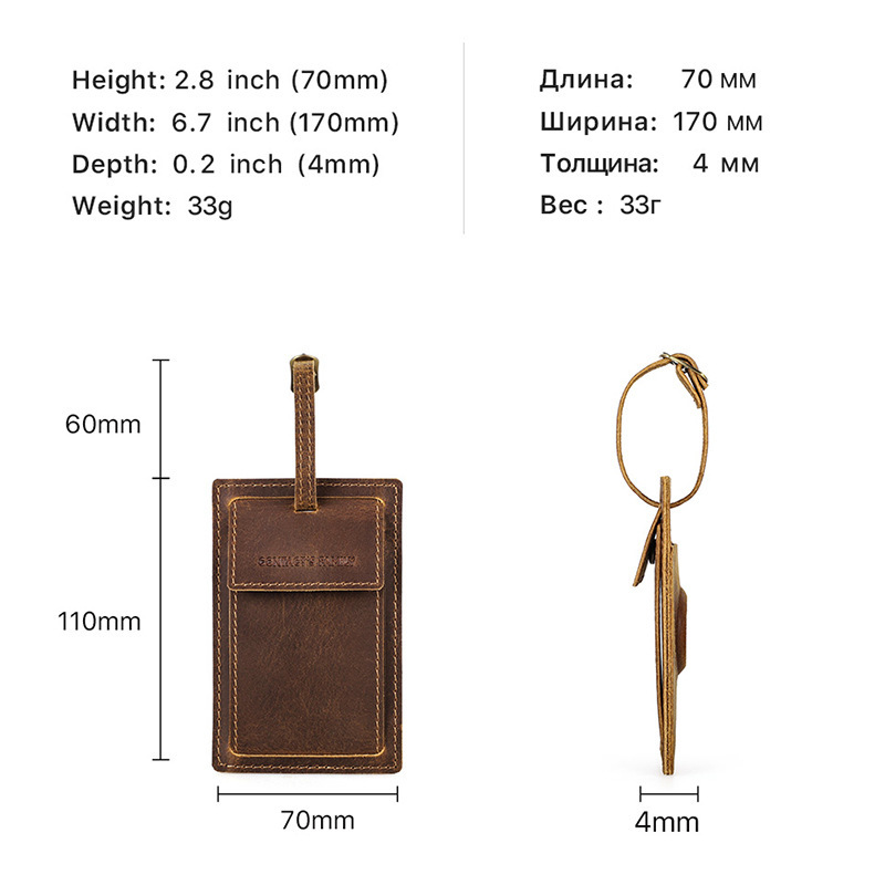 Travel Leather Luggage Tag with AirTag Slot - Vintage Suitcase Tracker