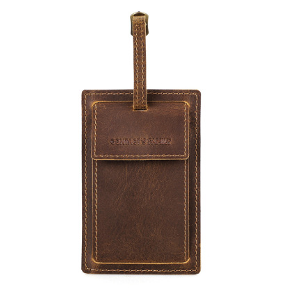 Travel Leather Luggage Tag with AirTag Slot - Vintage Suitcase Tracker