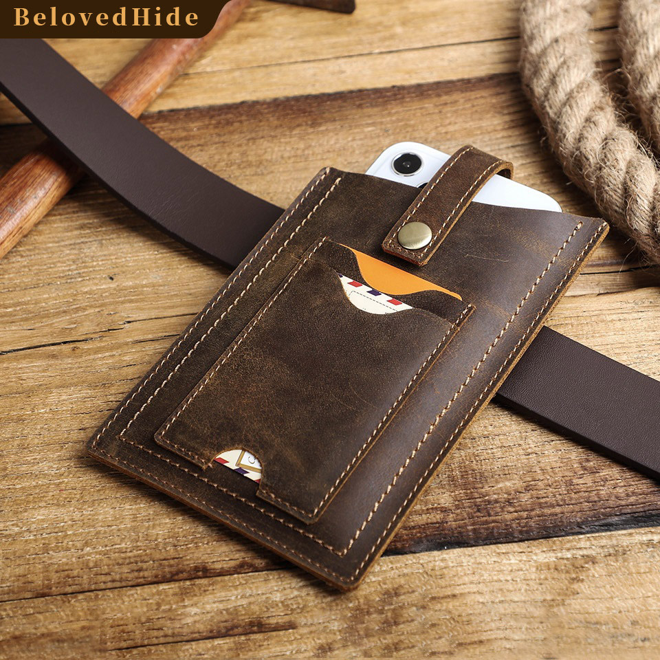 Leather Phone Holster for iPhone 16 Pro Max & Large Phones - 6.7" Belt Clip