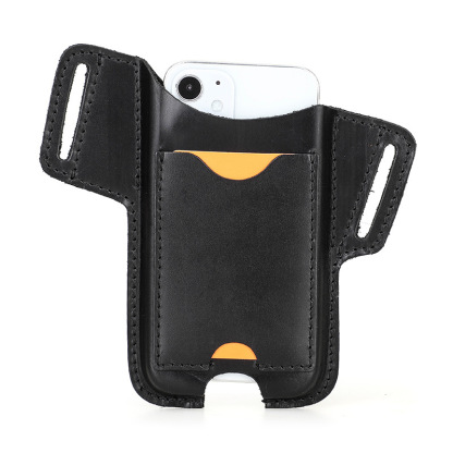 Compact Leather Phone Holster for iPhone SE 3 & Small Phones - 5.4" Waist Pack