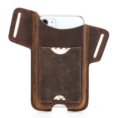 Leather Phone Holster with Card Slot - 6.1" Belt Loop for iPhone 14/15/16