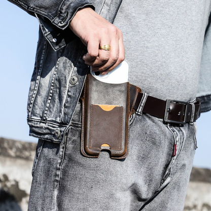 Heavy-Duty Leather Phone Holster for iPhone 16 Pro Max - 6.7" Belt Clip