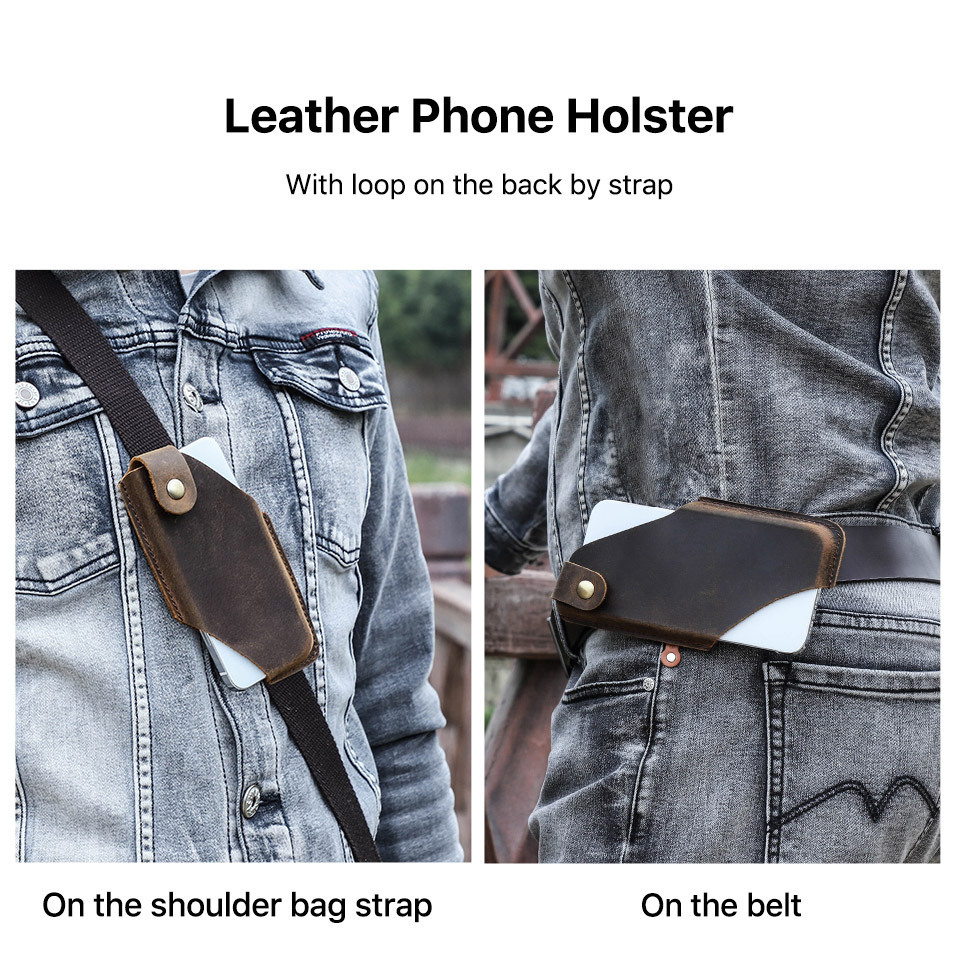Leather Phone Holster for iPhone 16 Pro - 6.1" Outdoor Belt Case