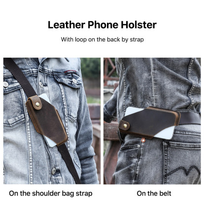 Leather Phone Holster for iPhone 16 Pro - 6.1" Outdoor Belt Case
