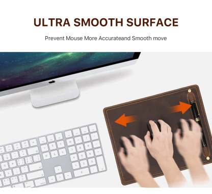 Compact Rustic Leather Mouse Pad – 28x23cm (11"x9") with Pen Slot