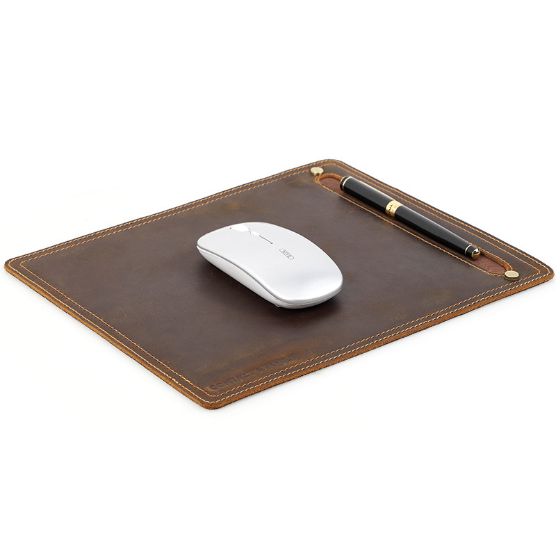 Compact Rustic Leather Mouse Pad – 28x23cm (11"x9") with Pen Slot