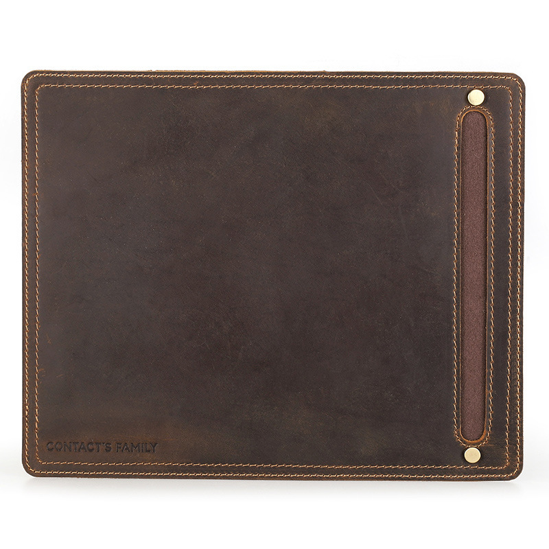 Compact Rustic Leather Mouse Pad – 28x23cm (11"x9") with Pen Slot