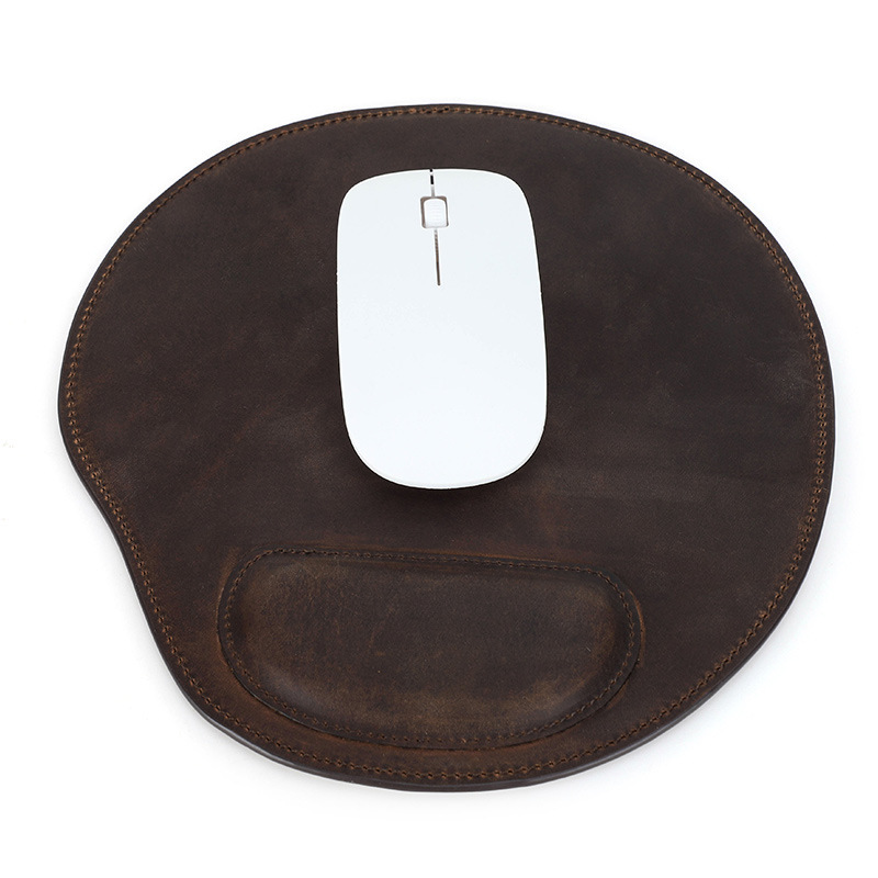 Rust Vintage Leather Mouse Pad – 24x23cm (9.4"x9") with Ergonomic Rest