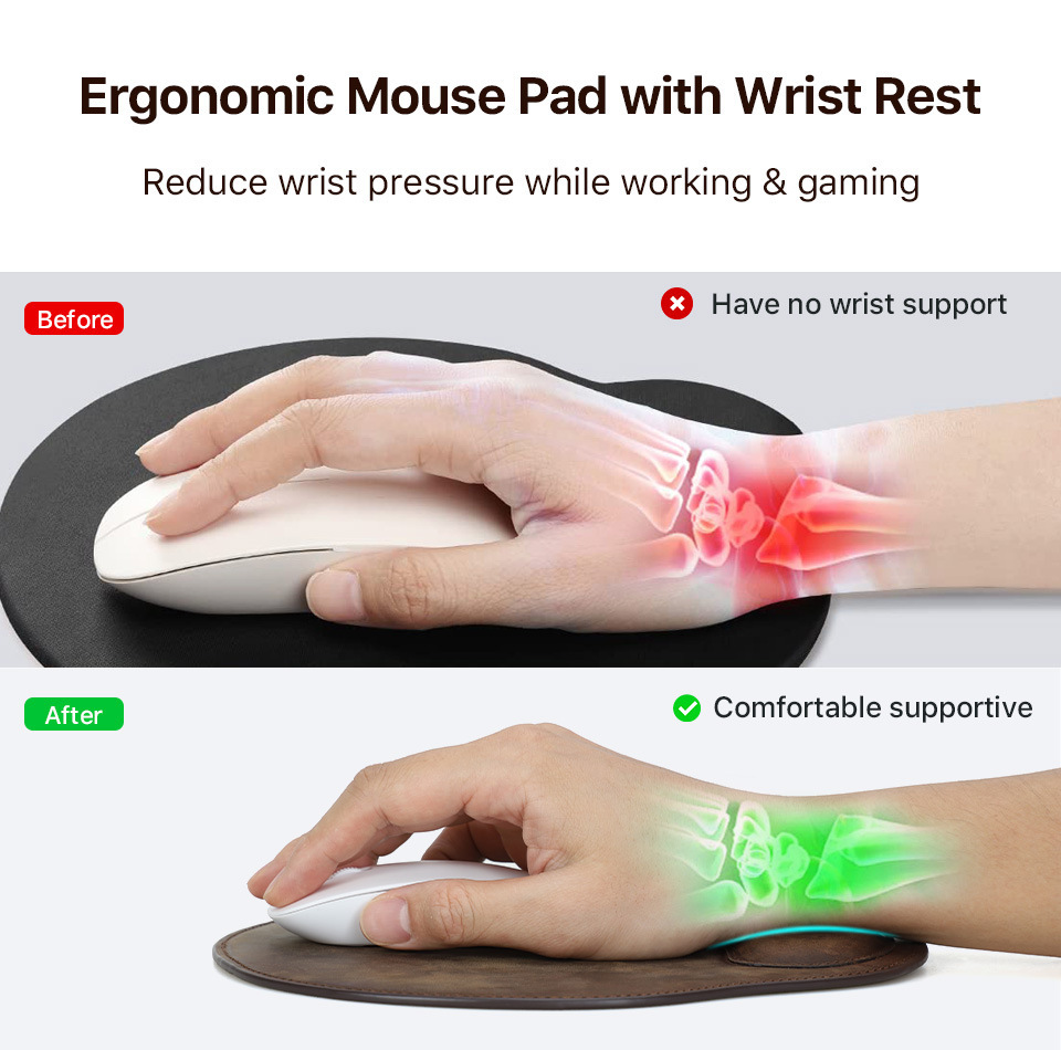 Rust Vintage Leather Mouse Pad – 24x23cm (9.4"x9") with Ergonomic Rest