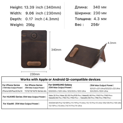 Wireless Charging Leather Mouse Pad – Qi2 15W Fast Charge + Wrist Rest