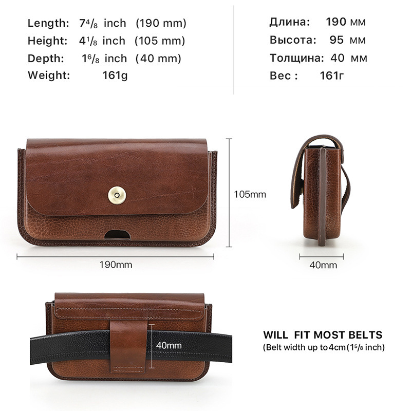 Heavy-Duty Leather Belt Bag for iPhone 16 Pro Max - 6.9" Tactical Waist Pack