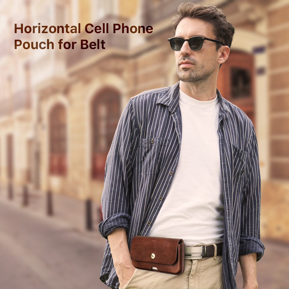 Heavy-Duty Leather Belt Bag for iPhone 16 Pro Max - 6.9" Tactical Waist Pack