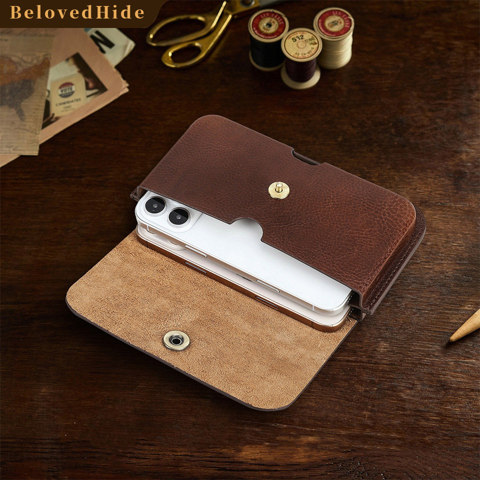 Heavy-Duty Leather Belt Bag for iPhone 16 Pro Max - 6.9" Tactical Waist Pack