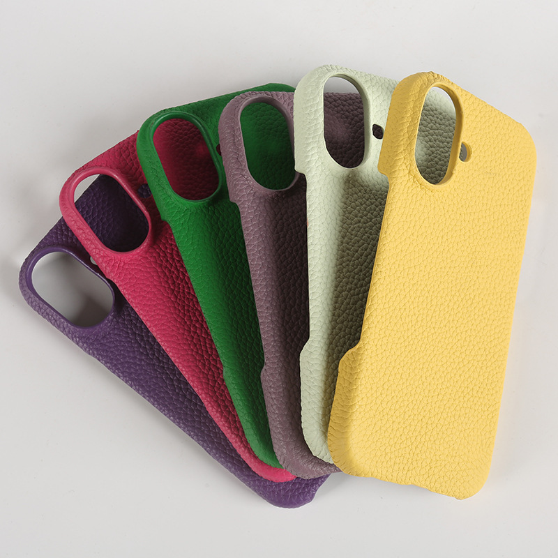 Elegant Pink Leather iPhone Case for iPhone 16/15 Pro Max - Ultra-Thin Full Grain Leather Phone Cover