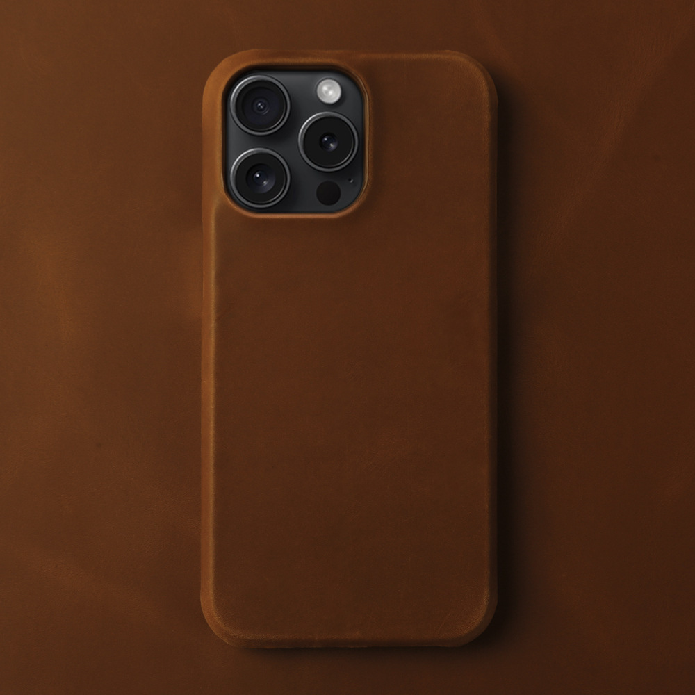 Custom Crazy Horse Leather iPhone 15/16 Pro Max Case with Engraving - 3rd Anniversary Gift, Anti-Drop, Premium Full-Grain Leather