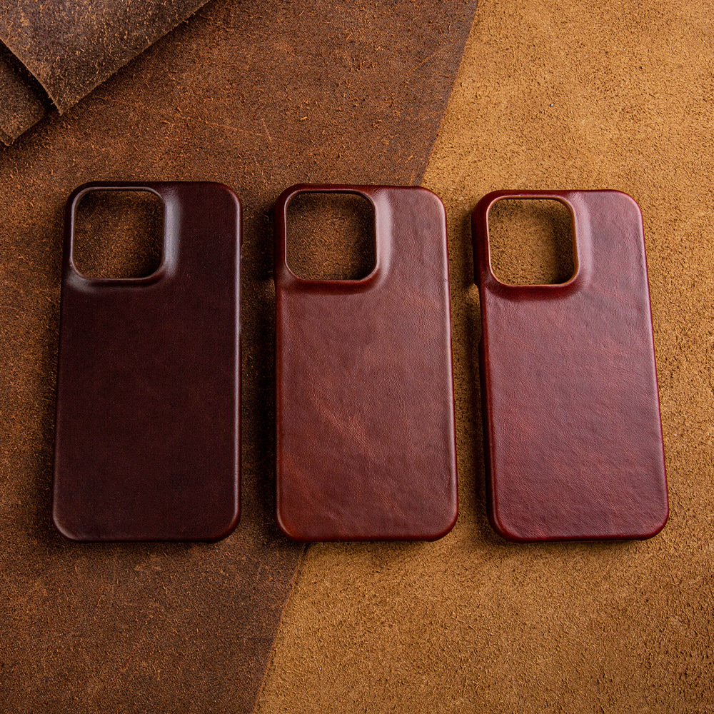 Red Premium Leather iPhone Case - Handcrafted Full Grain Cover for iPhone 15 Pro/16 Pro Max | Anti-Scratch & Plush Interior