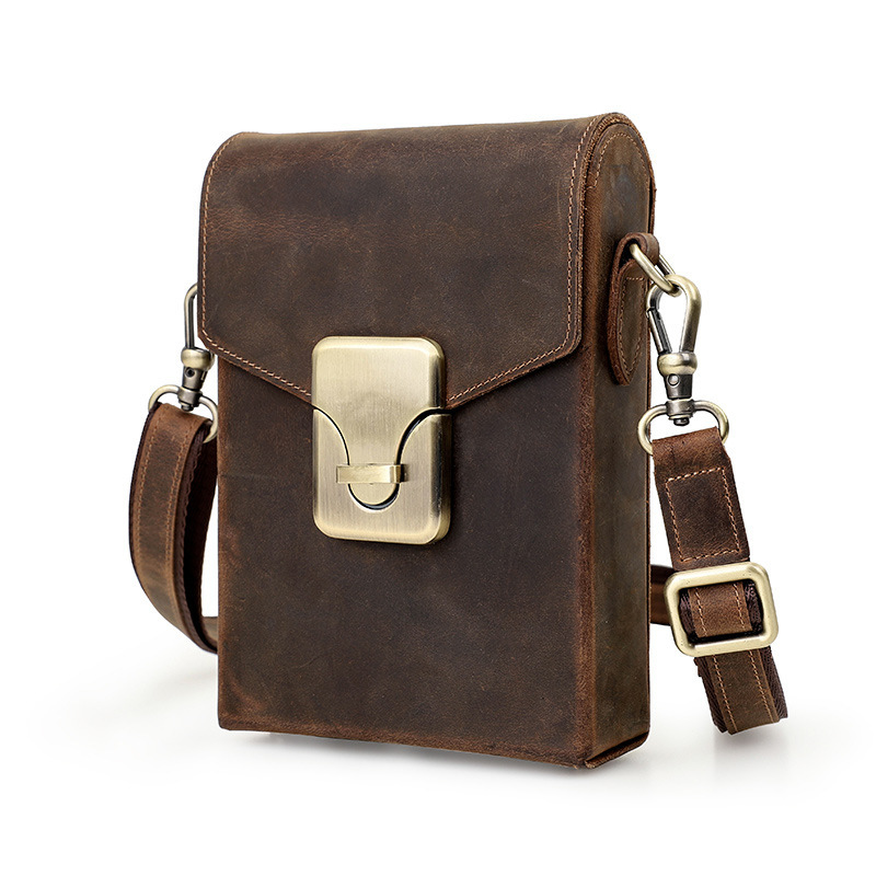 Vintage Leather Crossbody Bag - Large Phone Messenger Pack MB185