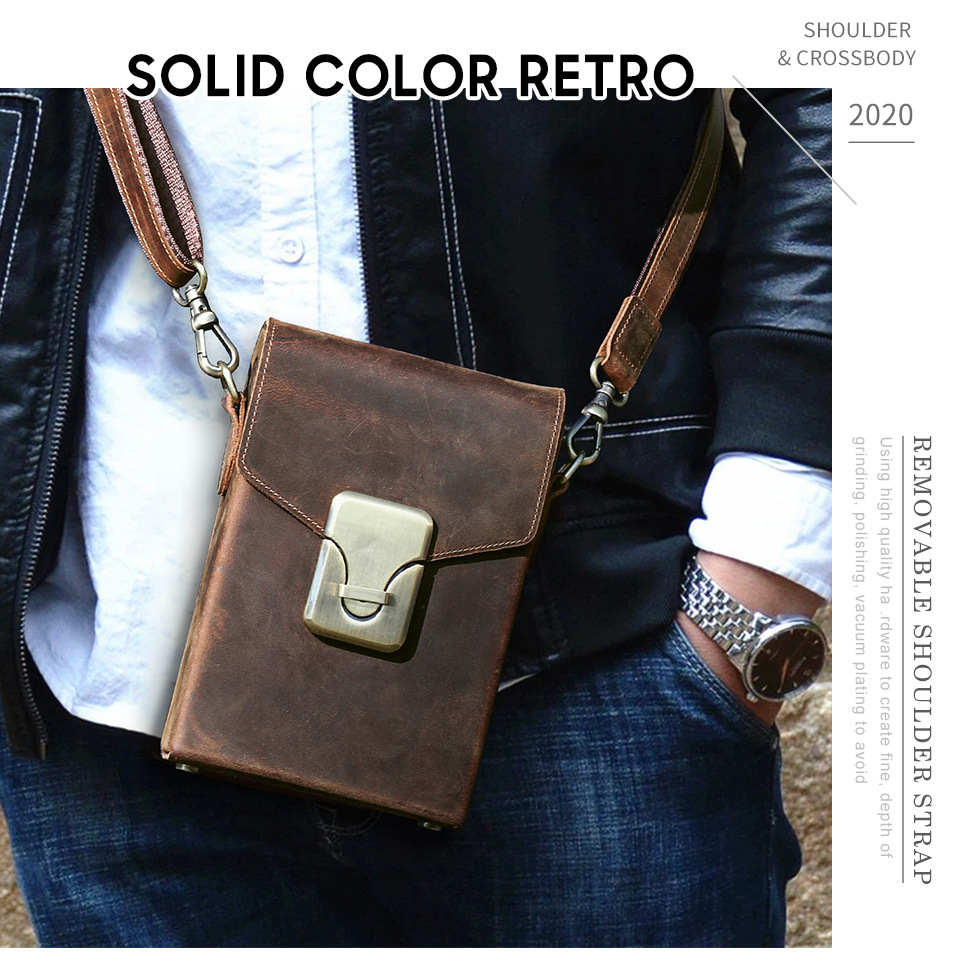 Vintage Leather Crossbody Bag - Large Phone Messenger Pack MB185