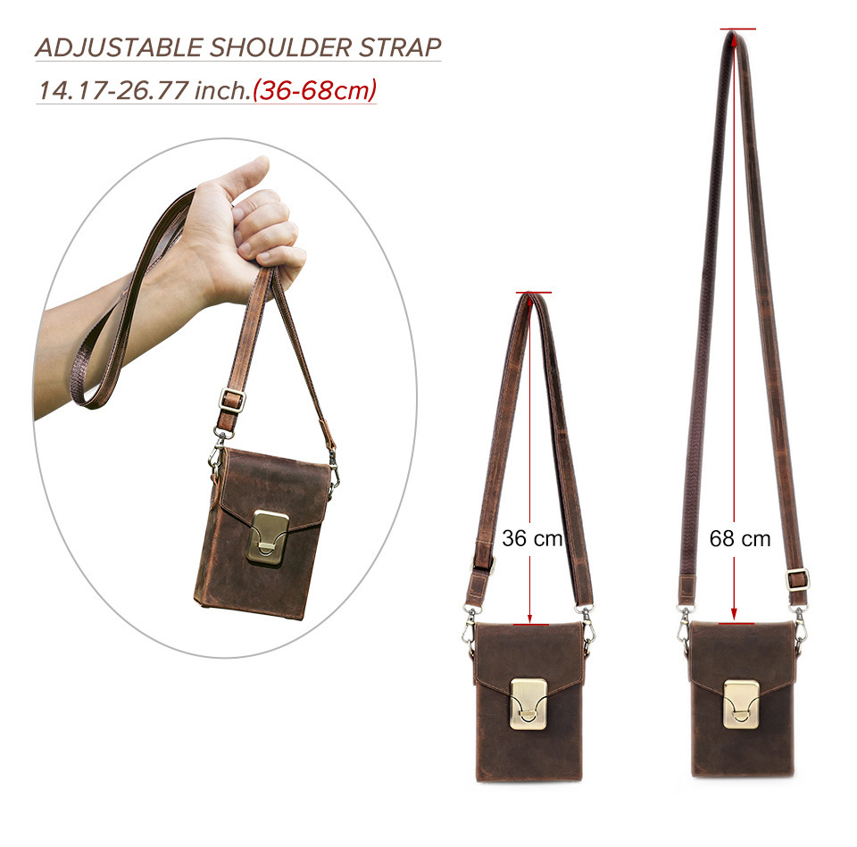 Vintage Leather Crossbody Bag - Large Phone Messenger Pack MB185