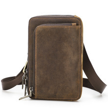Vintage Crossbody Leather Belt Bag - 6.7" Phone Messenger Bag