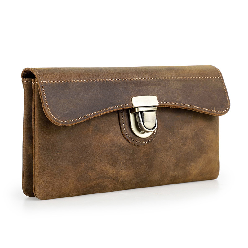 Leather Flip-Top Belt Bag for 6.9" Phones - Vintage Waist Pack