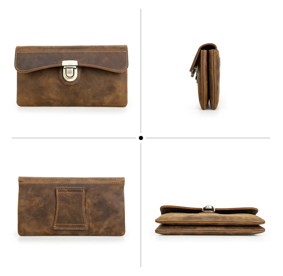 Leather Flip-Top Belt Bag for 6.9" Phones - Vintage Waist Pack