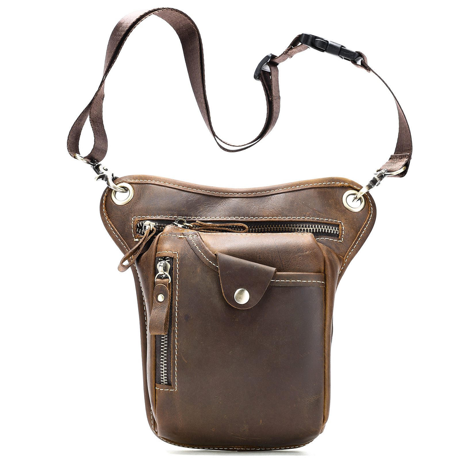Distressed Leather Belt Bag - Outdoor Adventure Waist Pack