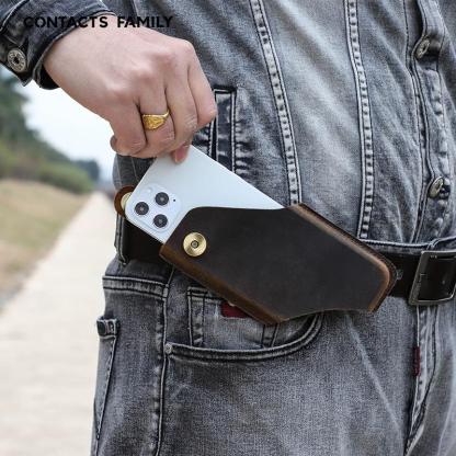 Leather Phone Holster For Him - 3rd Anniversary Gift with "N & D • 1095 Days+" Engraving