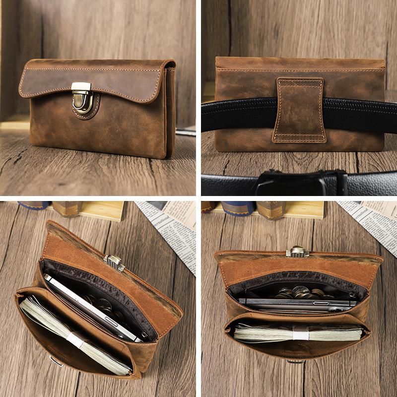 Crazy Horse Leather Belt Bags - 3rd Anniversary Leather Gifts with Engraving