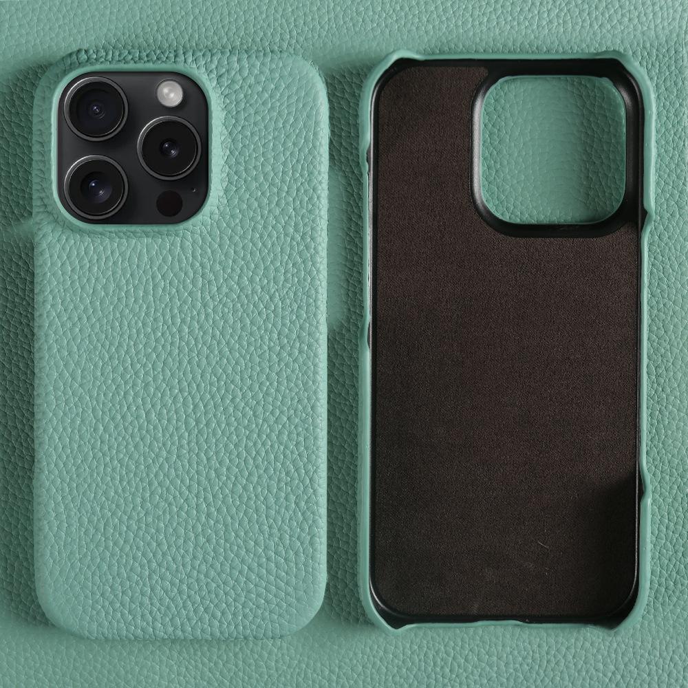 Custom Engraved Leather iPhone Cases - Personalized 3rd Anniversary Gifts with Name & Date, Premium Full-Grain Leather, Anti-Scratch & Shockproof (iPhone 16/15/14/13 Series)