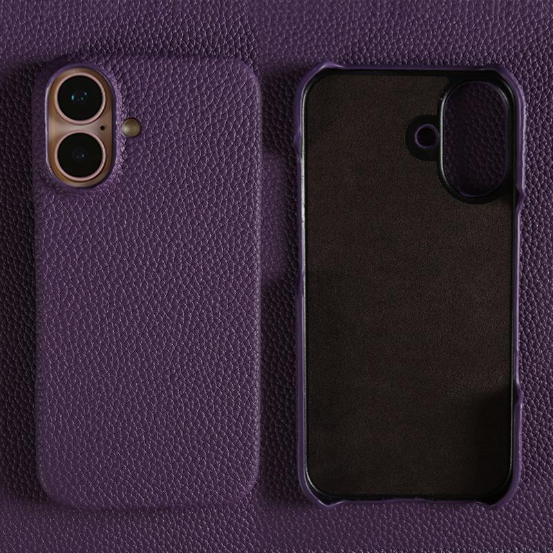 Custom Engraved Leather iPhone Cases - Personalized 3rd Anniversary Gifts with Name & Date, Premium Full-Grain Leather, Anti-Scratch & Shockproof (iPhone 16/15/14/13 Series)